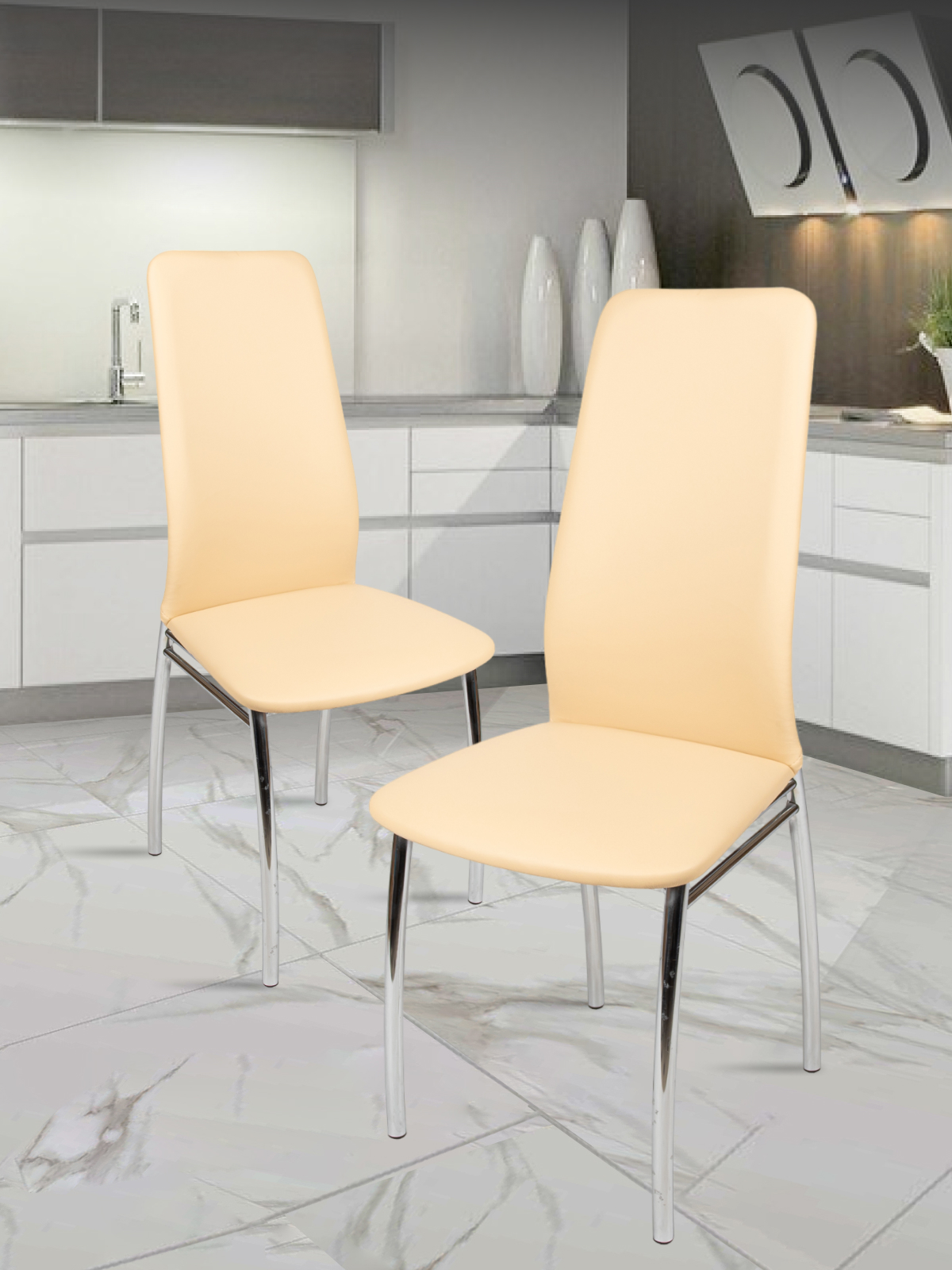 Стул "Хром 4" экокожа бежевый